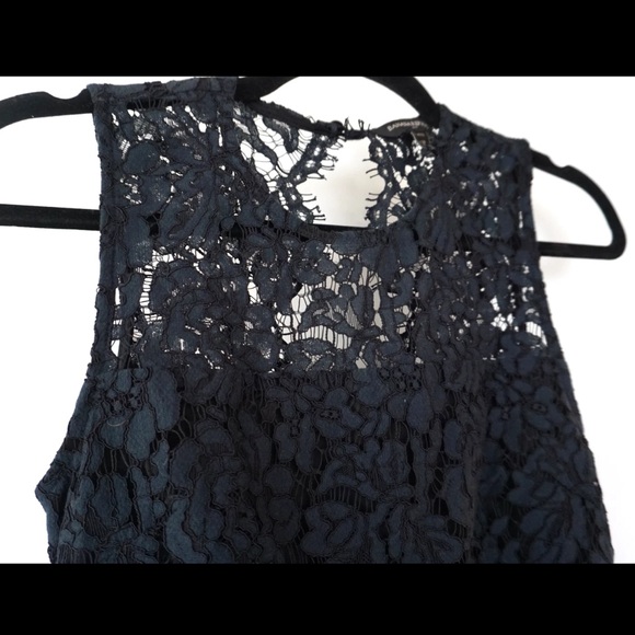 Banana Republic Womens Lace Pencil Mini Dress Navy Blue Size 2 Petite / 2P - Picture 3 of 6